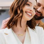 Personalized Dainty Infinity Pendant Necklace with Names and Date Sterling Silver Jewellery Birthday Anniversary Valentine's Day Gift for Couple