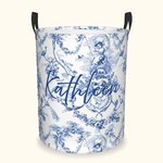 Personalized Retro French Countryside Style Initial Monogram Laundry Storage Basket with Handle Birthday Bridesmaid Gift for Women