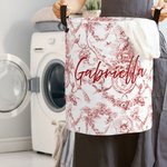 Personalized Retro French Countryside Style Initial Monogram Laundry Storage Basket with Handle Birthday Bridesmaid Gift for Women