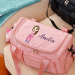 Personalized Cartoon Ball Sports Girl Large Weekend Bag with Shoulder Strap and Name Travel Accessories Birthday Gift for Sport Lovers