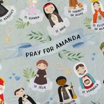 Personalized Holy Saints of Heaven Cartoon Soft Throw Blanket with Name Religion Home Decor Easter Baptism Prayer Gift for Kids Catholics