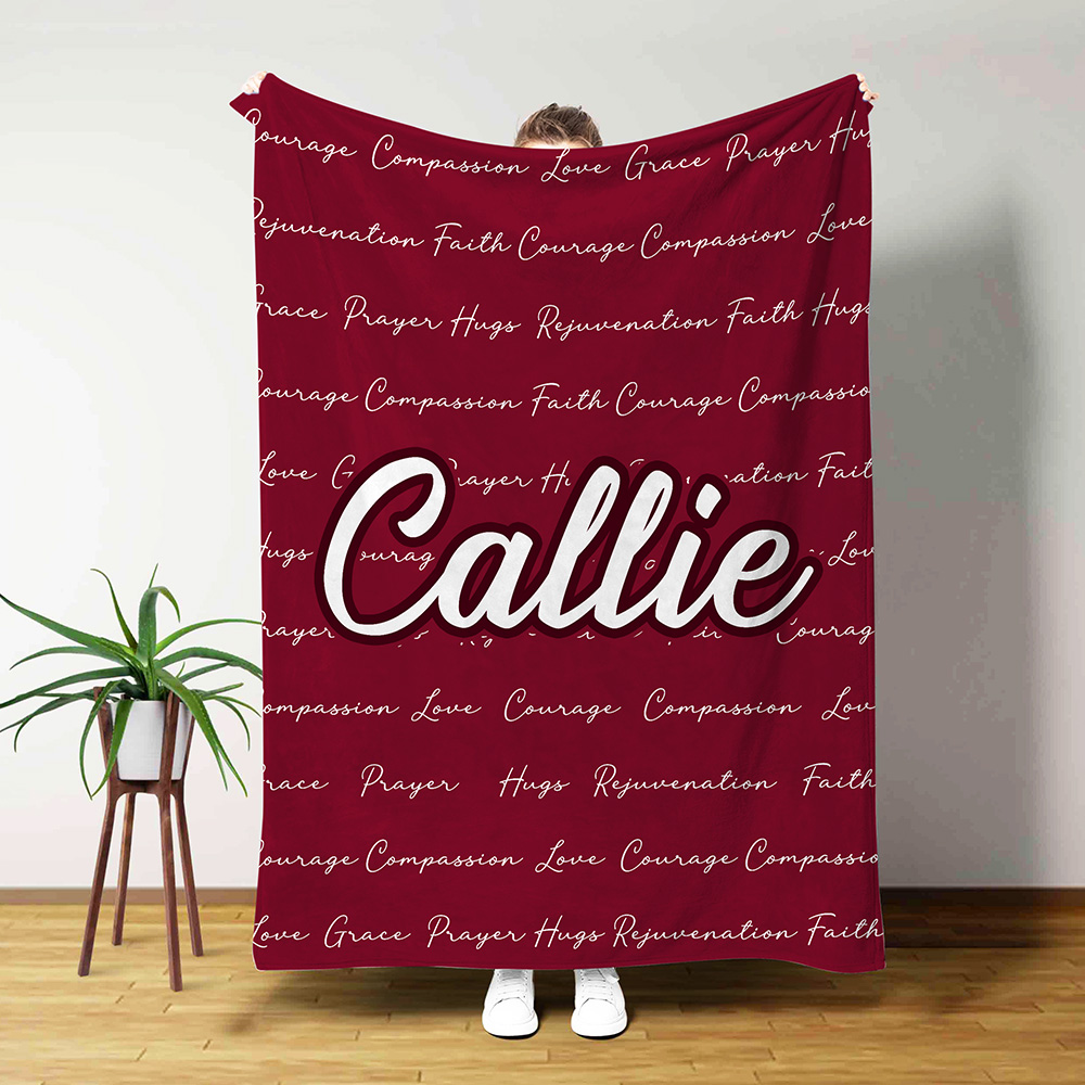 Personalizzato multicolore 1-10 Nuvola di parole di energia positiva Coperta morbida con nome Home Decor Regalo di compleanno per gli amici della fami