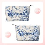 Personalized Retro Luxurious French Countryside Corduroy Makeup Bag with Initial Monogram Birthday Bridesmaid Gift for Women