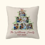 Personalised 6 Photos Christmas Tree Pillow Cover with Texts Home Decor Birthday Gift for Family