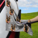 Personalized Multi-colour Waffle Quick Dry Tri-Fold Pet Photo Golf Towel with Carabiner Portable Golf Accessory Sport Gift for Golfer Pet Lover