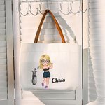 Personalizzato Cartoon Golf Player Birth Flower Canvas Tote Bag con manico in pelle e nome Compleanno Accessori da viaggio Regalo per gli appassionati di golf