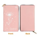 Personalizada Zodiaco Nacimiento Flor Cartera de mano portátil de cuero con nombre y múltiples compartimentos Cumpleaños Aniversario de regalo para las mujeres