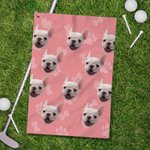 Personalized Multi-colour Waffle Quick Dry Tri-Fold Pet Photo Golf Towel with Carabiner Portable Golf Accessory Sport Gift for Golfer Pet Lover