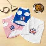 Personalised National Flag Element 100% Cotton Dog Shirt Waistcoat with Name and Number Game Day Costume Birthday Party Gift for Pet Lovers