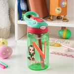 Borraccia da 475ml personalizzata con iniziale e personaggio in stile cartone animato con cannuccia regalo di inizio scuola per bambini