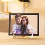 Personalized 3D Cartoon Portrait Wooden Photo Frame with LED Light and Stand Valentine's Day Anniversary Gift for Couple