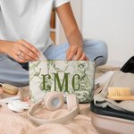 Personalized Retro Luxurious French Countryside Corduroy Makeup Bag with Initial Monogram Birthday Bridesmaid Gift for Women