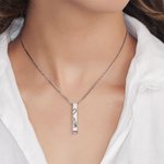 Personalised Penguin Matching Heart Couple Necklaces with Engraved Names Set of 2 Birthstone Jewellery Valentine's Day Anniversary Gift for Loved One