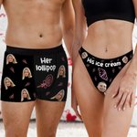 Personalisierte Atmungsaktive Unterwäsche Eiscreme Tanga Lollipop Boxershorts mit Porträt Valentinstag Jahrestag Geschenk für Paare Herren Damen