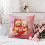 Personalized Cute Couple Bear Soft Throw Pillow Cover with Initial and Text Home Decor Valentine's Day Gift for Couple