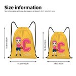 Personalised Basketball Cartoon Character Drawstring Backpack with Name and Initial Gym Workout Birthday Gift for Sports Travel Lovers