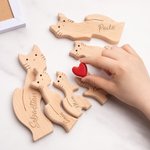 Rompecabezas de madera personalizado de gatos adorables con amor y abrazo con 2 a 7 nombres grabados regalo de cumpleaños o aniversario para familias