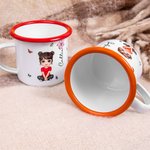 Tazza smaltata personalizzata con personaggio in stile cartone animato e fiore di nascita 350ml bordo colorato regalo per bambini