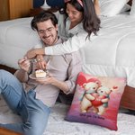 Personalized Cute Couple Bear Soft Throw Pillow Cover with Initial and Text Home Decor Valentine's Day Gift for Couple