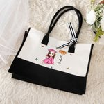 Personalisierte Cartoon Charakter Geburtsblume Schmetterling Canvas Tragetasche Tote Bag mit Namen Graduierung Geburtstag Geschenk für Mädchen Freunde