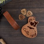 Caja de madera personalizada con 3 púas para guitarra Regalo de cumpleaños para músico Guitarrista