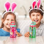Personalized Cute Bunny 16 oz Kid Water Bottle with Initial Name and Straw Easter Birthday Gift for Boys Girls