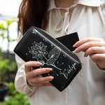 Portefeuille pour Femme Personnalisé avec Nom Fleur de Naissance et Zodiaque Cadeau Anniversaire Fête des Mères