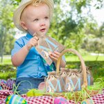 Personalized Cute Easter Bunny Drawstring Candy Gift Bag with Initial and Name Easter Gift for Kids