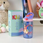 Personalized Cute Bunny 16 oz Kid Water Bottle with Initial Name and Straw Easter Birthday Gift for Boys Girls