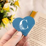 Personalized Elegant Floral Initial Heart-shaped PU Leather Bookmark for Page Corner Birthday Gift for Bookworm Librarian