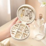 Personalized Gold-Edged Birth Flower PU Leather Jewellery Box with Name Portable Travel Accessories Birthday Anniversary Gift for Women Girls