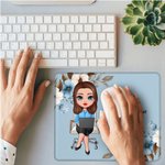 Personalised Flower Cartoon Business Character Multiple Sizes Non-Slip Mouse Pad with Name Office Accessories Induction Gift for Office Worker