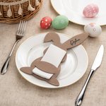 Personalized Felt Bunny Shape Tableware Holders Cutlery Pockets with Name Home Easter Party Dinner Table Supplies Gift for Family Friends