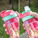 Personalized Cute Bunny 16 oz Kid Water Bottle with Initial Name and Straw Easter Birthday Gift for Boys Girls
