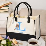 Personalizzato Cartoon Graduate Character Canvas Tote Bag con iniziale e nome Graduation Blessing Party Favor Gift for Girls Friends