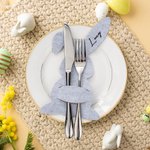 Personalized Felt Bunny Shape Tableware Holders Cutlery Pockets with Name Home Easter Party Dinner Table Supplies Gift for Family Friends