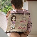 Fodera per cuscino personalizzato con ragazza vintage che legge cuscino decorativo regalo di compleanno per lettori e appassionati dei libri
