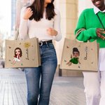 Personalizada Mariposa Personaje de dibujos animados Bolsa de yute reutilizable con flor de nacimiento y nombre Graduación Cumpleaños Regalo para niñas Amigos