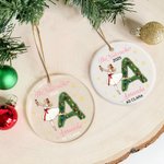 Personalized Nutcracker Clara Ballet Girl Faux Glitter Christmas Ornament with Initial Name Holiday Tree Decor Recital Gift for Ballerinas Dancers
