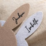 Personalized Felt Bunny Shape Tableware Holders Cutlery Pockets with Name Home Easter Party Dinner Table Supplies Gift for Family Friends