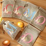 Personalized Cute Easter Bunny Drawstring Candy Gift Bag with Initial and Name Easter Gift for Kids