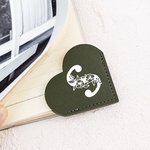 Personalized Elegant Floral Initial Heart-shaped PU Leather Bookmark for Page Corner Birthday Gift for Bookworm Librarian