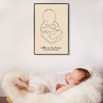 Personalised Simplicity Line Style Baby Poster Painting Framed Painting with Baby Information Home Decor Birthday Baby Shower Gift for Newborn Baby