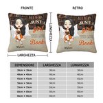 Fodera per cuscino personalizzato con ragazza vintage che legge cuscino decorativo regalo di compleanno per lettori e appassionati dei libri
