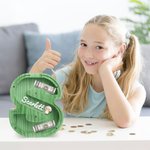 Hucha de madera con forma de inicial de animal con ventana transparente Decoración educativa para habitación infantil Regalo de cumpleaños para niños Niñas