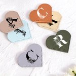 Personalized Elegant Floral Initial Heart-shaped PU Leather Bookmark for Page Corner Birthday Gift for Bookworm Librarian