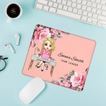Personalised Flower Cartoon Business Character Multiple Sizes Non-Slip Mouse Pad with Name Office Accessories Induction Gift for Office Worker