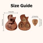 Caja de madera personalizada con 3 púas para guitarra Regalo de cumpleaños para músico Guitarrista