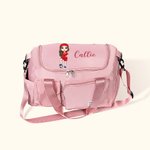 Personalisierte Cartoon Fußball Mädchen Name wasserdicht große Duffle Bag mit Fach und Schultergurt Geburtstag Geschenk für Fußball-Liebhaber