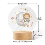 Personalisierte niedliche Löwe Bär Tier Astronauten Sonnensystem Planeten LED-Nachtlicht mit Namen und hölzerne Basis Kinderzimmer Dekoration Geburtstag Geschenk für Kinder